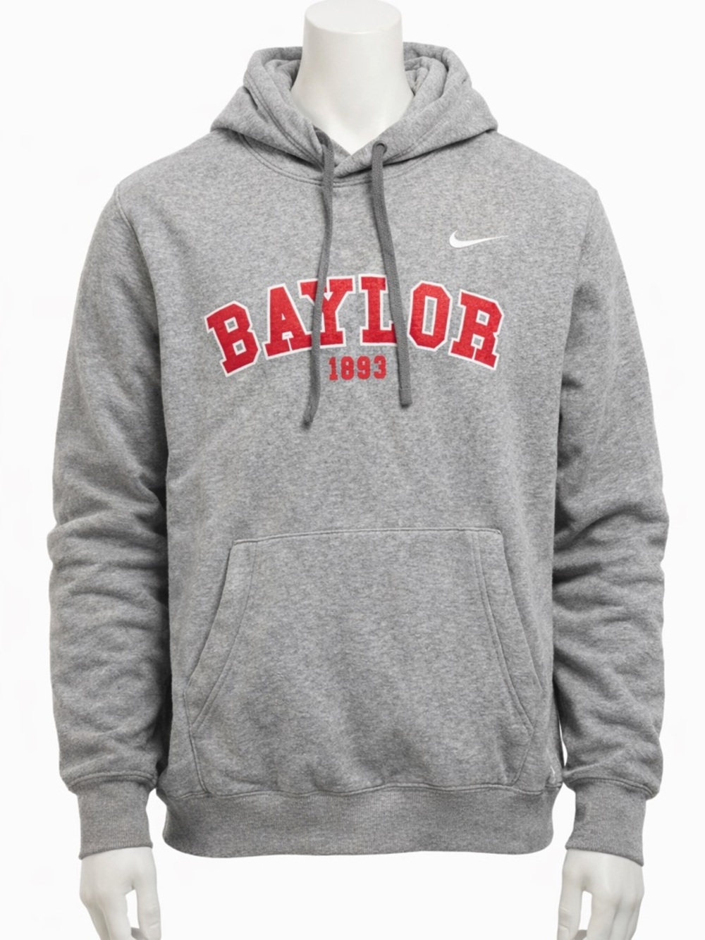 Nike Gray 'Baylor 1893' Pullover Hoodie with Red Lettering